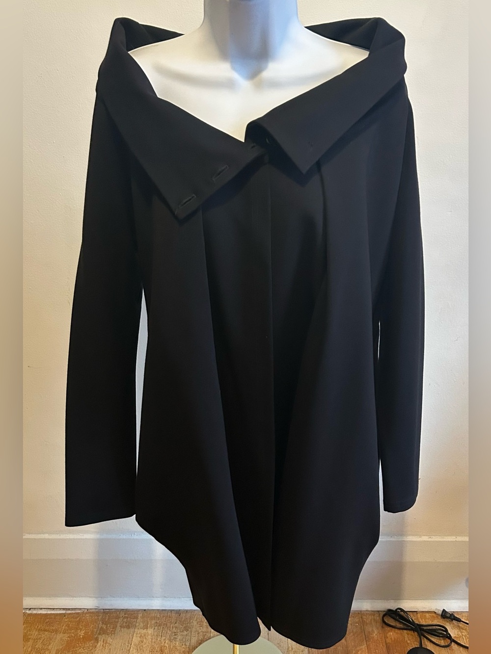 Joseph Ribkoff Black Convertible Collar Drape Coat Jacket Size 10
